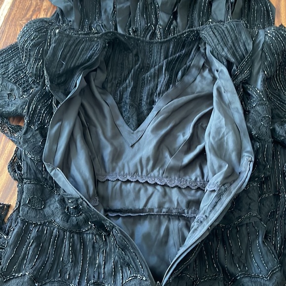 Vintage Gothic Black Beaded Formal Gown from Kleinfeld’s, Size 12 - Picture 12 of 13